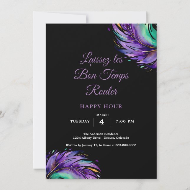 Mardi Gras Happy Hour  Invitation (Front)