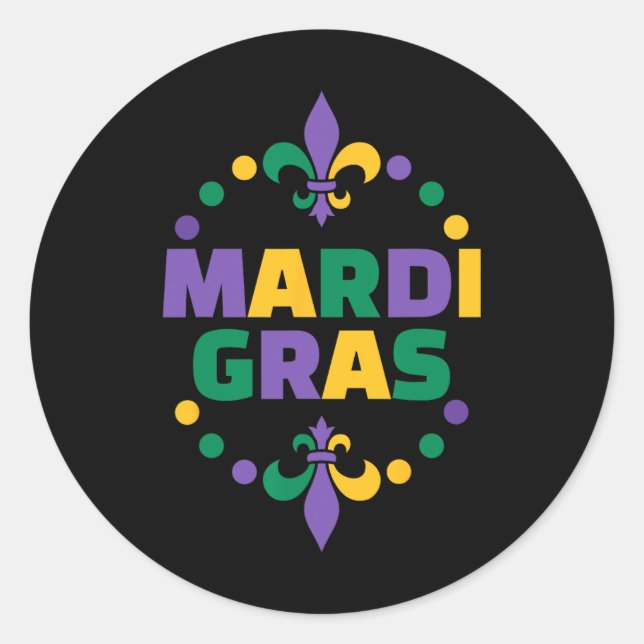 Mardi Gras Happy Mardi Gras Carnival  Classic Round Sticker (Front)