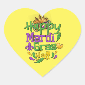 Mardi Gras -  Happy Mardi Gras Y'all   Throw  Heart Sticker