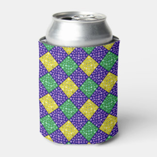 Mardi Gras Harlequin Diamond Carnival Pattern Can Cooler