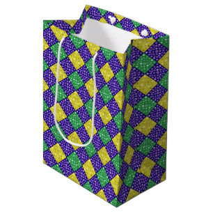 Mardi Gras Harlequin Diamond Carnival Pattern Medium Gift Bag