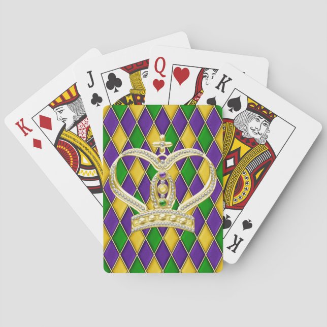 Mardi Gras Harlequin Diamond Crown Playing Cards (Back)