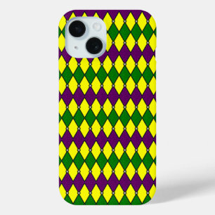 Mardi Gras Harlequin Diamond Pattern iPhone 15 Case