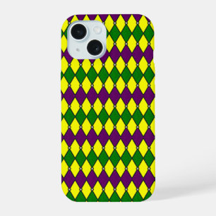 Mardi Gras Harlequin Diamond Pattern iPhone 15 Case