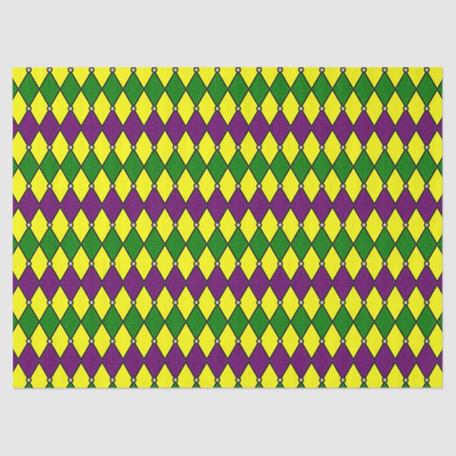 Mardi Gras Harlequin Diamond Pattern Tissue Paper (Front)
