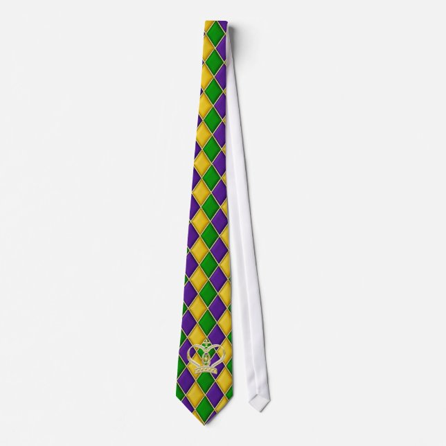 Mardi Gras Harlequin Diamond Tie w/Crown (Front)