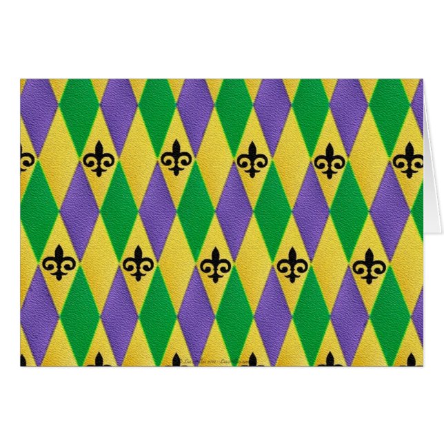 Mardi Gras Harlequin Fleur De Lis (Front Horizontal)