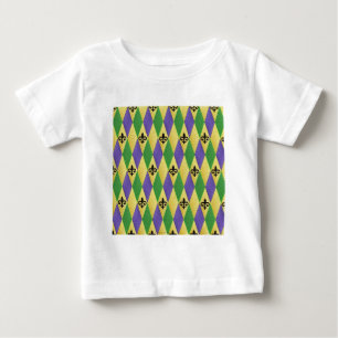 Mardi Gras Harlequin Fleur De Lis Baby T-Shirt
