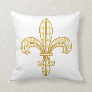 Mardi Gras Harlequin Fleur De Lis Cushion