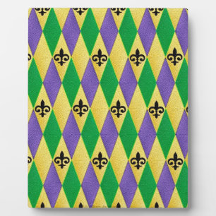 Mardi Gras Harlequin Fleur De Lis Plaque