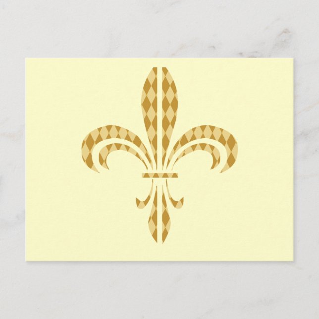 Mardi Gras Harlequin Fleur De Lis Postcard (Front)
