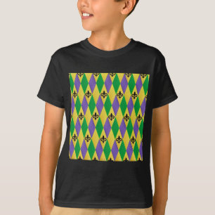 Mardi Gras Harlequin Fleur De Lis T-Shirt