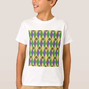 Mardi Gras Harlequin Fleur De Lis T-Shirt