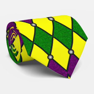 Mardi Gras Harlequin Jester Pattern Tie