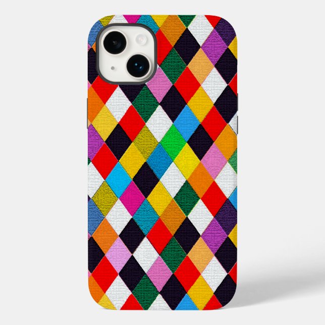 MARDI GRAS HARLEQUIN PATTERN Colourful Rhombi  Case-Mate iPhone Case (Back)
