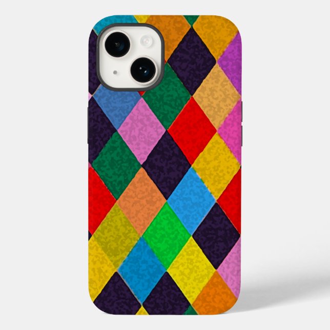 MARDI GRAS HARLEQUIN PATTERN Colourful Rhombi Case-Mate iPhone Case (Back)