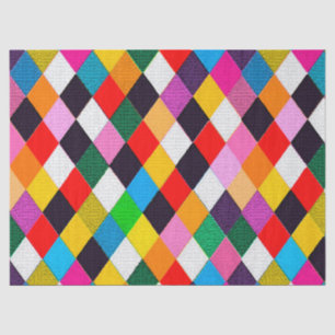 MARDI GRAS HARLEQUIN PATTERN Colourful Rhombi Tissue Paper