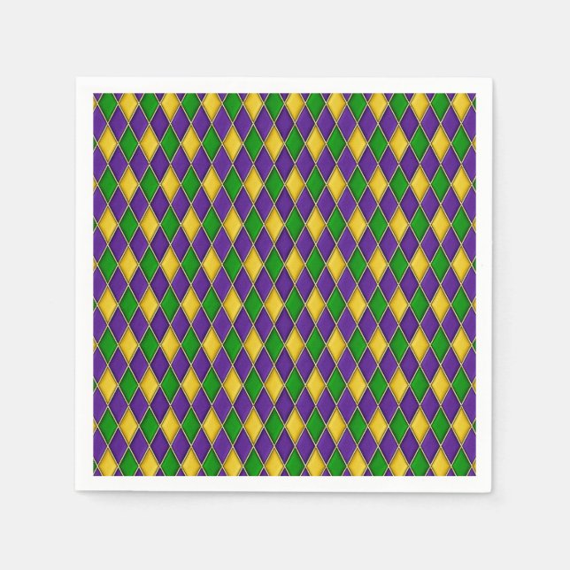 Mardi Gras Harlequin Pattern Disposable Napkins (Front)
