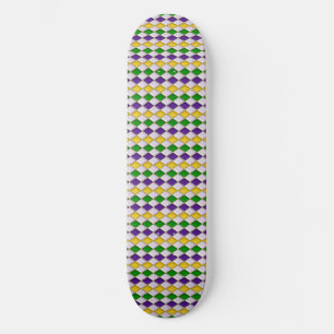 Mardi Gras Harlequin Pattern Skate Deck - light