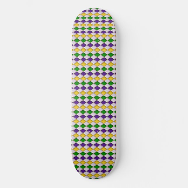Mardi Gras Harlequin Pattern Skate Deck - light (Front)
