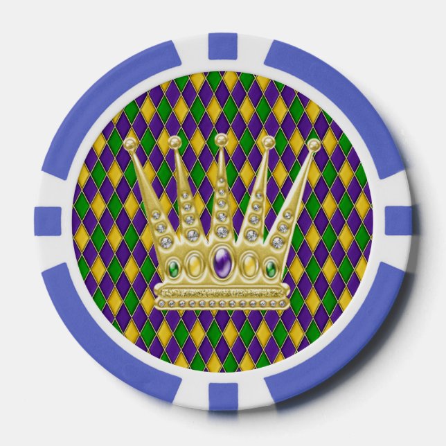 Mardi Gras Harlequin Pattern With Crown 2 Poker Chips (Front)
