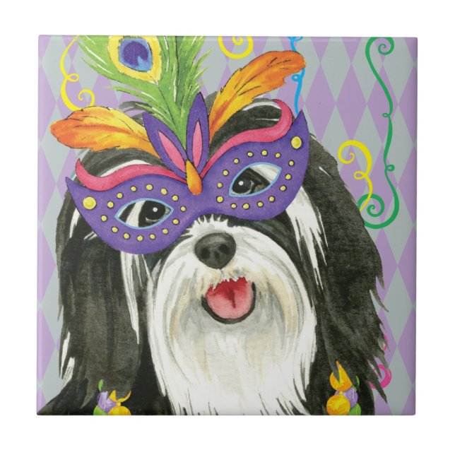 Mardi Gras Havanese Tile (Front)