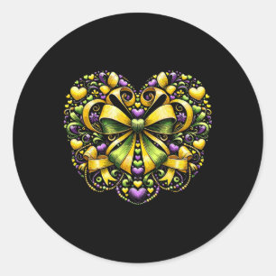Mardi Gras Heart Fat Tuesday New Orleans Women Kid Classic Round Sticker