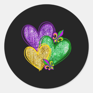 Mardi Gras Heart Fleur-de-lis Symbol Carnival Men Classic Round Sticker