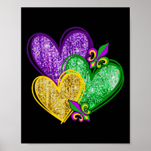Mardi Gras Heart Fleur-de-lis Symbol Carnival Men Poster
