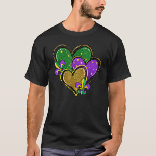 Mardi Gras Heart Fleur-de-lys Symbol Funny Mardi G T-Shirt