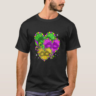 Mardi Gras Heart Fleur De Lys Symbol Funny Mardi G T-Shirt