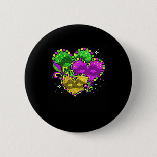 Mardi Gras Heart Fleur-de-lys Symbol Mardi Gras 6 Cm Round Badge