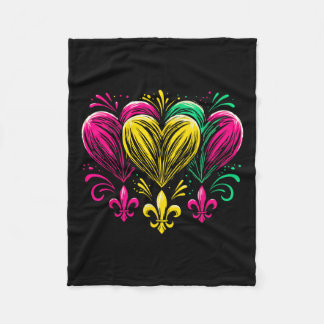 Mardi Gras Hearts Cute Outfit Women Girls 2025 Mar Fleece Blanket
