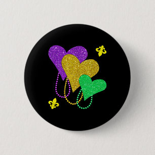 Mardi Gras Hearts Cute Outfit Women Girls Kids Tod 6 Cm Round Badge