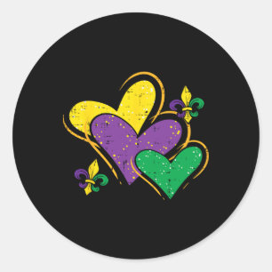 Mardi Gras Hearts Cute Outfit Women Girls Kids Tod Classic Round Sticker