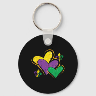 Mardi Gras Hearts Cute Outfit Women Girls Kids Tod Key Ring
