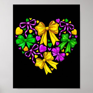 Mardi Gras Hearts Cute Outfit Women Girls Kids Tod Poster