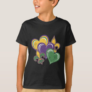 Mardi Gras Hearts Cute Outfit Women Girls Kids Tod T-Shirt