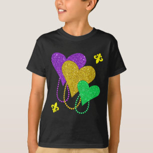 Mardi Gras Hearts Cute Outfit Women Girls Kids Tod T-Shirt