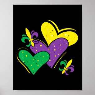 Mardi Gras Hearts Outfit Women Girls Kids Toddler Poster