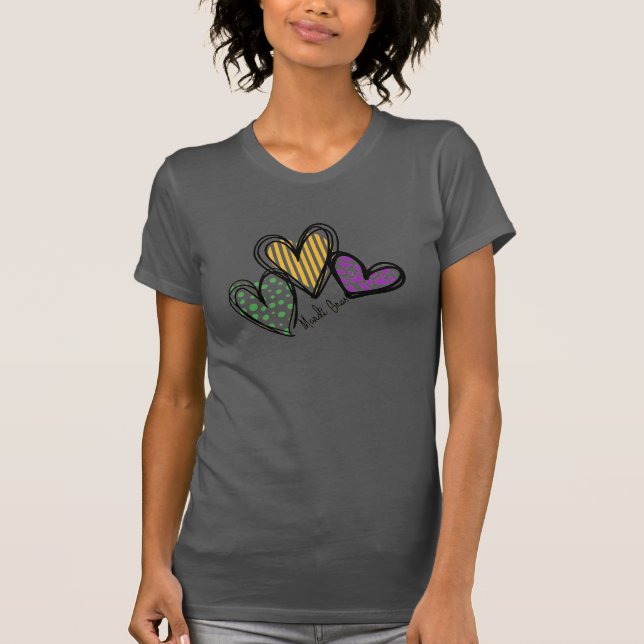 Mardi Gras Hearts T-Shirt (Front)