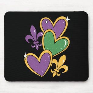 Mardi Gras Hearts Women Girls Kids Toddler  Mouse Mat