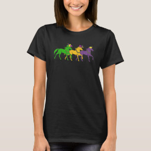 Mardi Gras Horse Beads Festival Animals Jester Hat T-Shirt