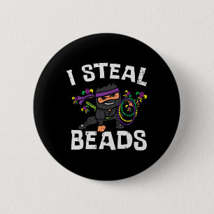 Mardi Gras I Steal Beads Ninja Toddler Boys Kids T 6 Cm Round Badge