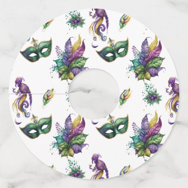 Mardi Gras Inspired Wine Glass tag (Front)