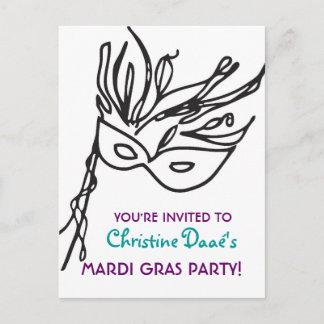 Mardi Gras! Invitation Postcard