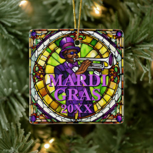 Mardi Gras Jazz Ceramic Ornament
