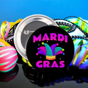 Mardi Gras Jester Hat Button
