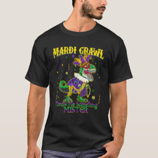 Mardi Gras Jester Kids Boys Gift Mardi Grawl Trex T-Shirt
