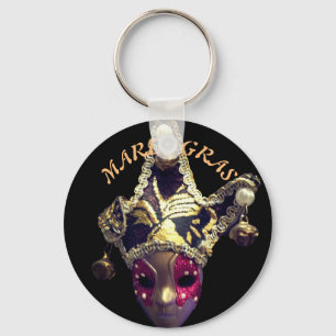 Mardi Gras Jester Mask Colourful Key Ring